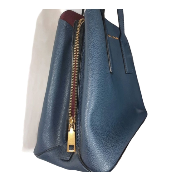 MARC JACOBS Editor Leather Tote Bag Blue Sea Navy Red Everyday Versatile Classic - Picture 4 of 16